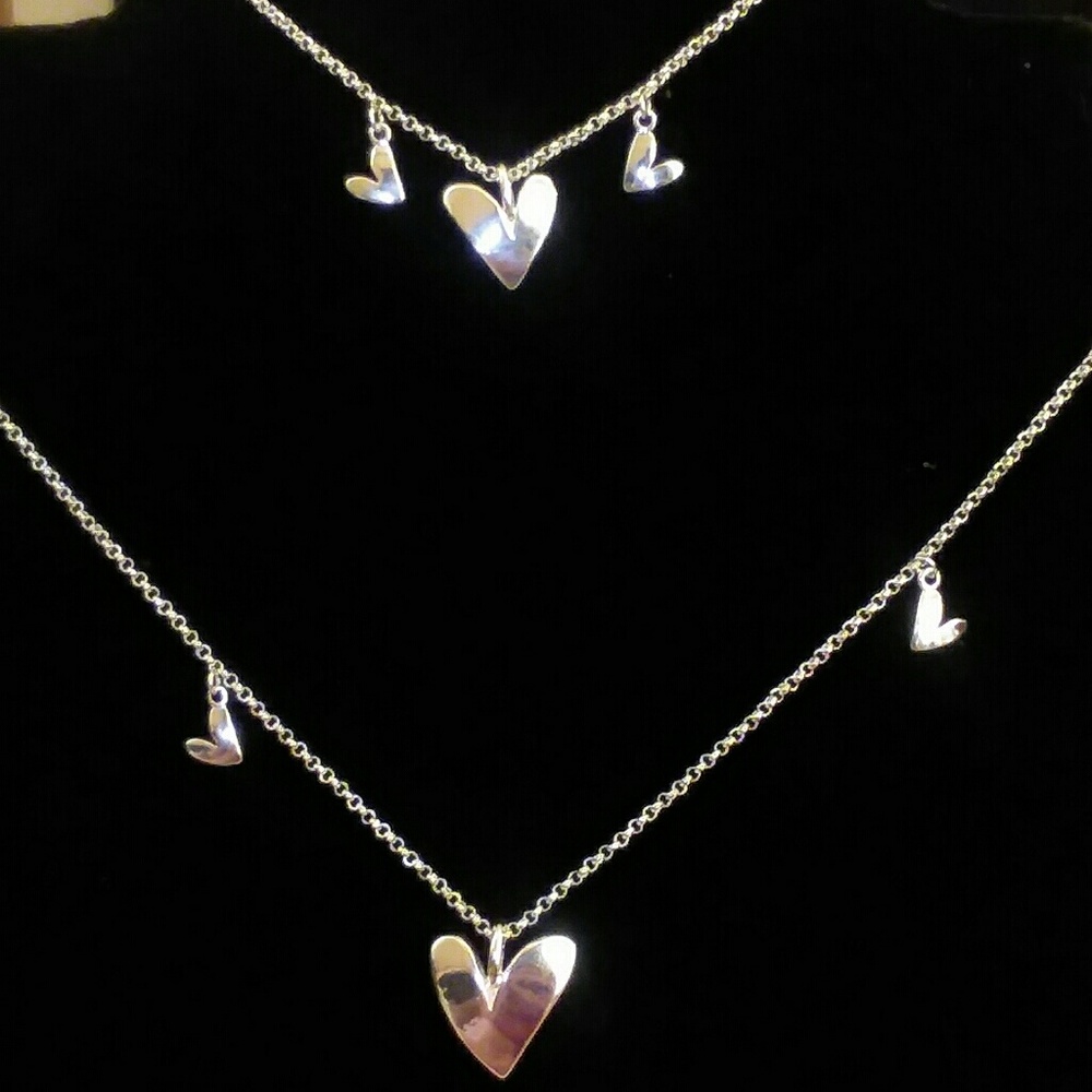 Matching 3 Hearts Necklace and Bracelet